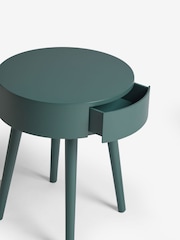 Forest Green Painted 1 Drawer Round Bedside Table - Image 9 of 9