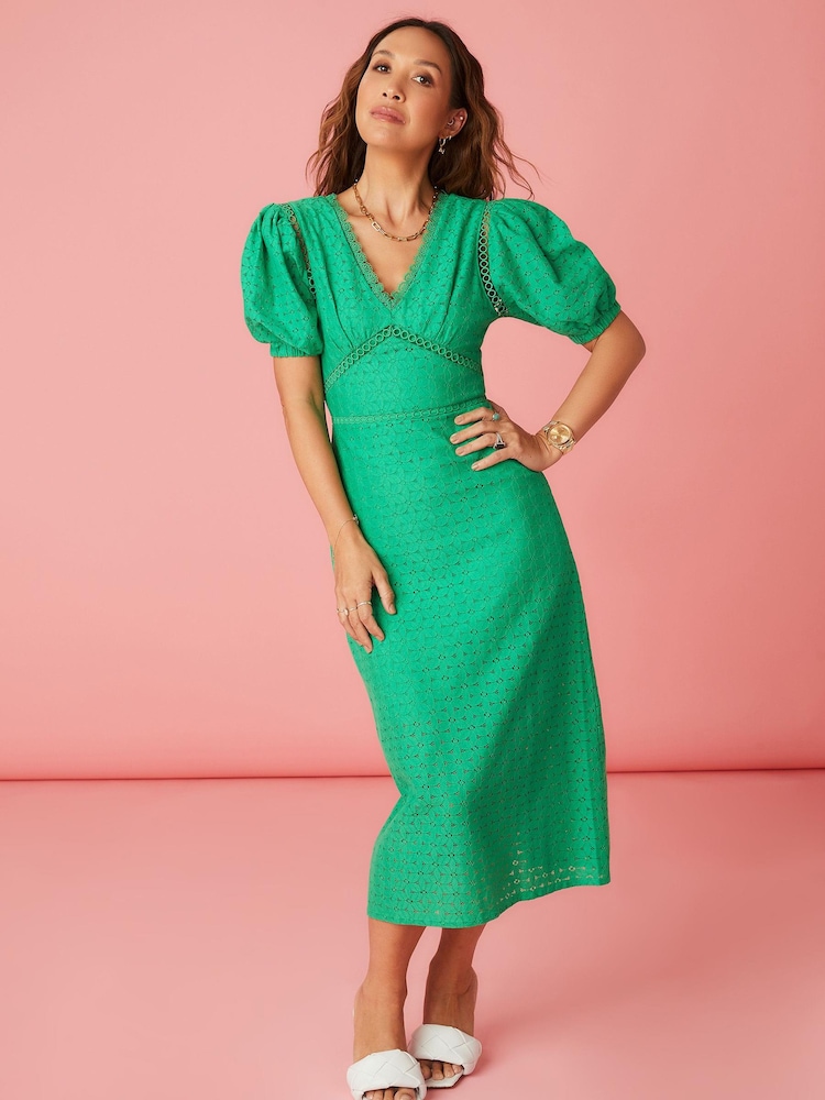 Myleene Klass Green Lace Midi Dress - Image 1 of 2