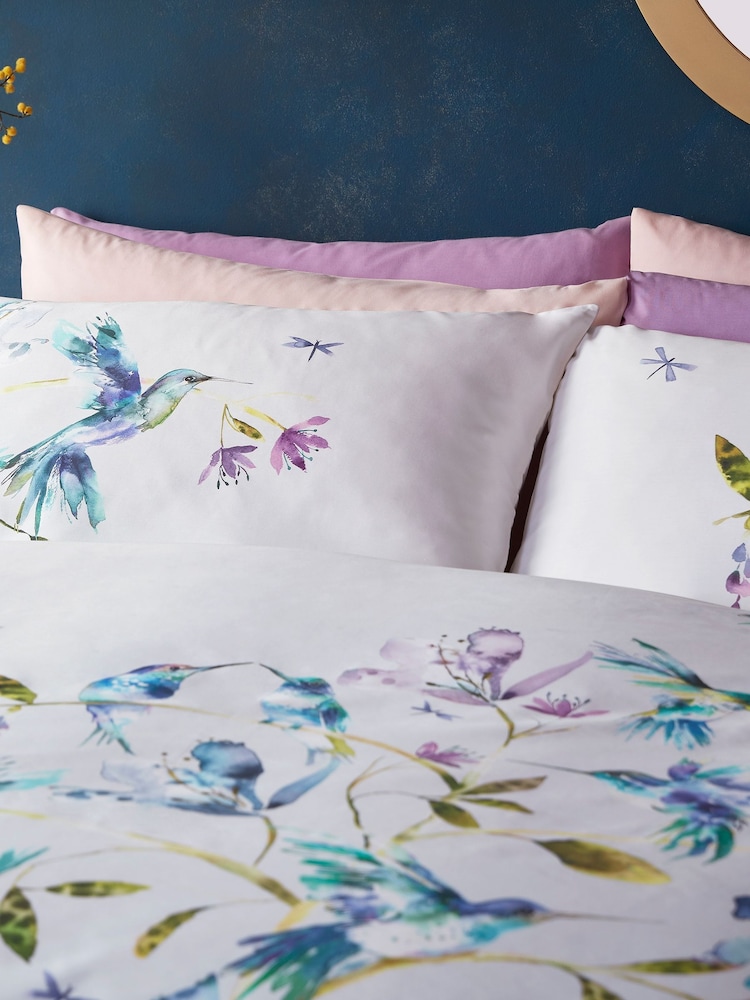 Voyage Aster White Tafuna 100% Cotton Sateen Duvet Cover and Pillowcase Set - Image 2 of 5