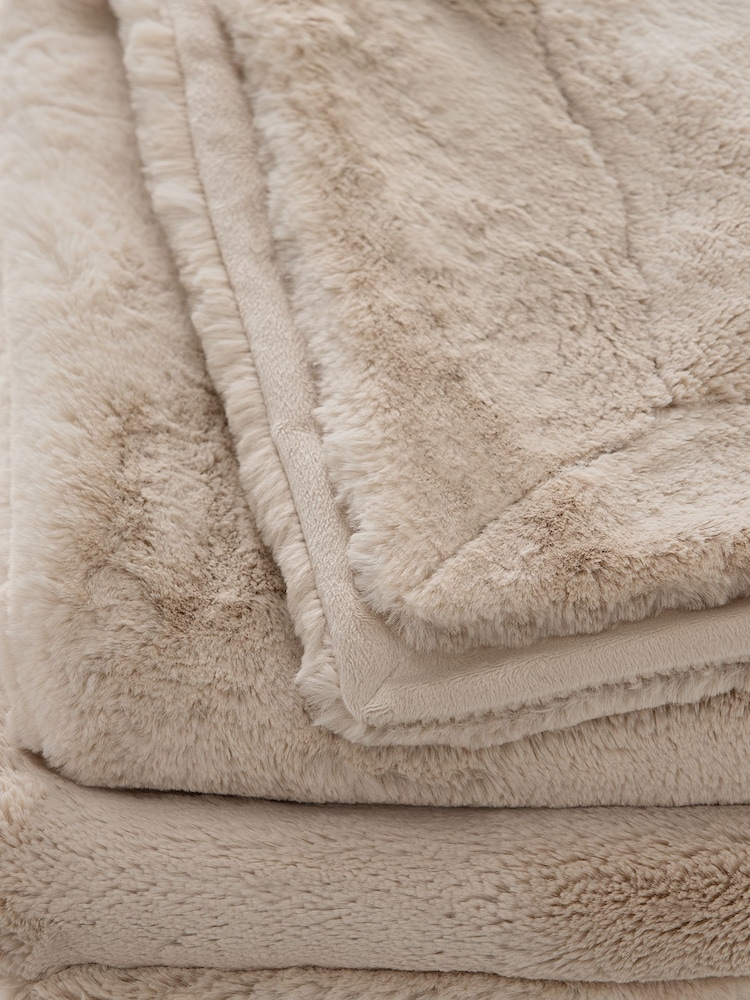 Buy Light Natural Soft To Touch Plush Faux Fur Throw from the Next