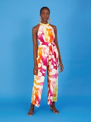 Monsoon Pink Elaxi Abstract Print Jumpsuit - Image 1 of 6