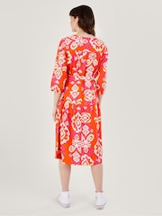Monsoon Orange Aspen Wrap Dress in Linen Blend - Image 2 of 5