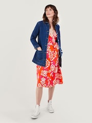 Monsoon Orange Aspen Wrap Dress in Linen Blend - Image 3 of 5