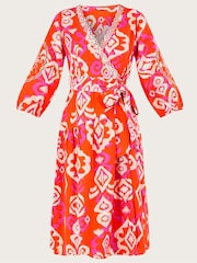 Monsoon Orange Aspen Wrap Dress in Linen Blend - Image 5 of 5