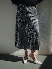 Silver Premium Sequin Pleated Skirt - Image 2 of 6
