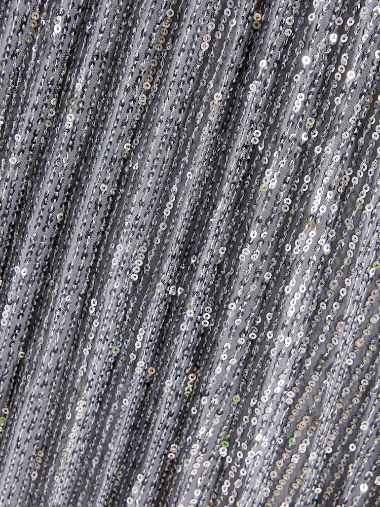 Silver Premium Sequin Pleated Skirt - Image 6 of 6