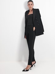 Black Crepe Tailored Slim Trousers - Image 2 of 6