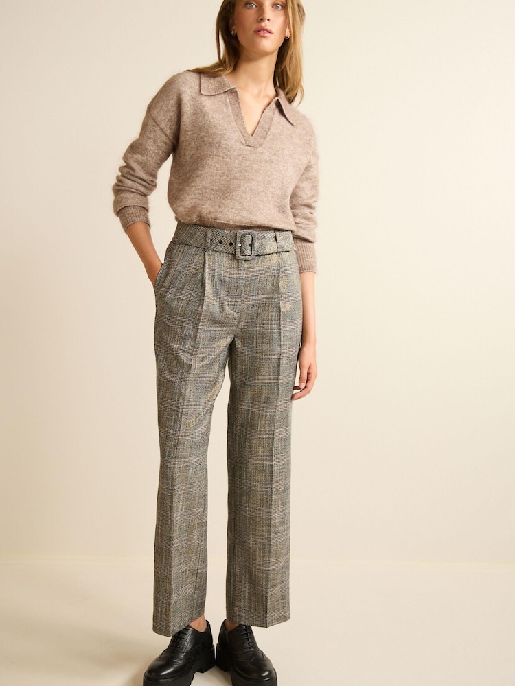 Check Tailored Straight Trousers - Image 1 of 6