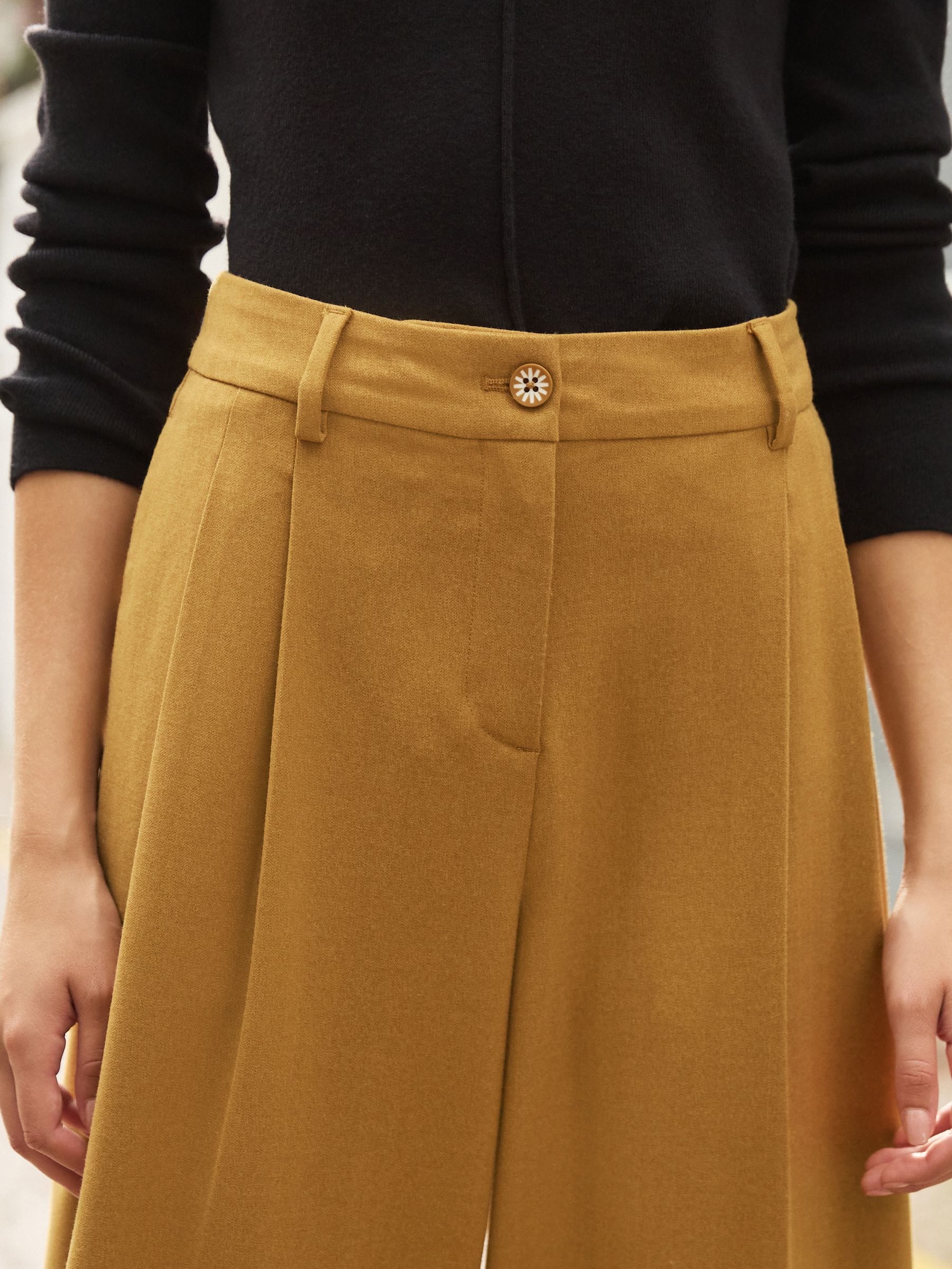 Ochre wide leg trousers outlet