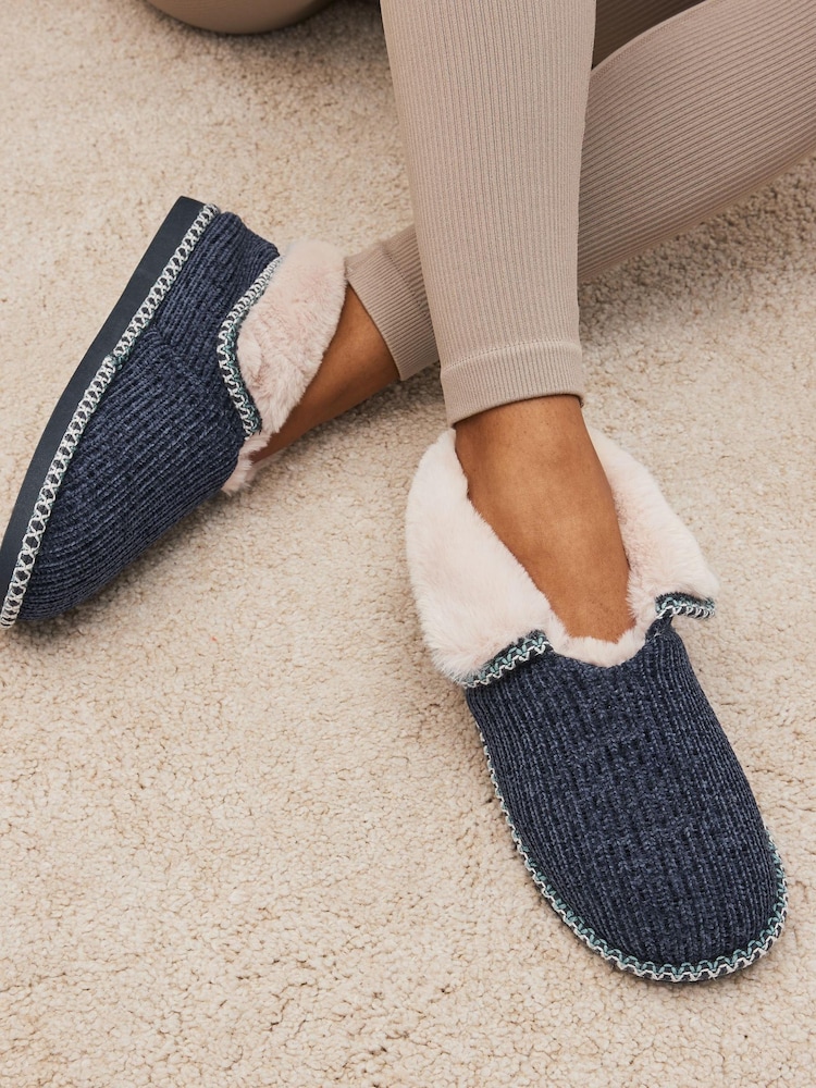 Navy Blue Corduroy Shoot Slippers - Image 1 of 5