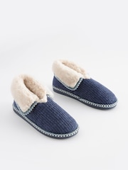 Navy Blue Corduroy Shoot Slippers - Image 3 of 5