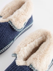 Navy Blue Corduroy Shoot Slippers - Image 5 of 5