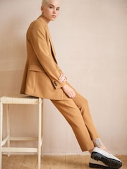 Camel Tailored Button Detail Taper Trousers - Image 3 of 7