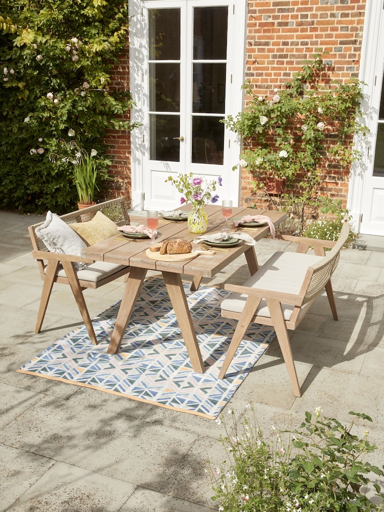 Natural Amalfi Garden 6 Seater Wooden Dining Table and Bench Set - Image 1 of 6