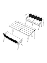 Natural Amalfi Garden 6 Seater Wooden Dining Table and Bench Set - Image 4 of 6