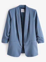 Blue Relaxed Ruched Sleeve Blazer - Image 5 of 6