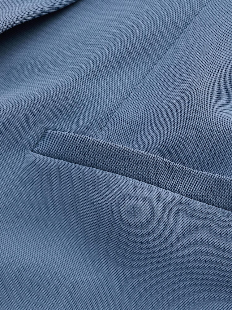 Blue Relaxed Ruched Sleeve Blazer - Image 6 of 6