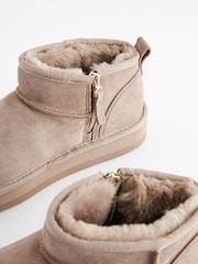 Pink Shower Resistant Faux Fur Lined Suede Ankle Boots - Image 10 of 11