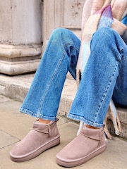Pink Shower Resistant Faux Fur Lined Suede Ankle Boots - Image 4 of 11