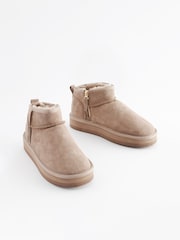 Pink Shower Resistant Faux Fur Lined Suede Ankle Boots - Image 7 of 11