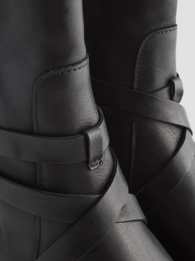 Black Signature Leather Strap Detail Ankle Boots - Image 10 of 10