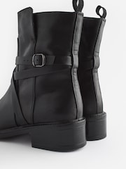 Black Signature Leather Strap Detail Ankle Boots - Image 7 of 10