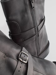 Black Signature Leather Strap Detail Ankle Boots - Image 8 of 10