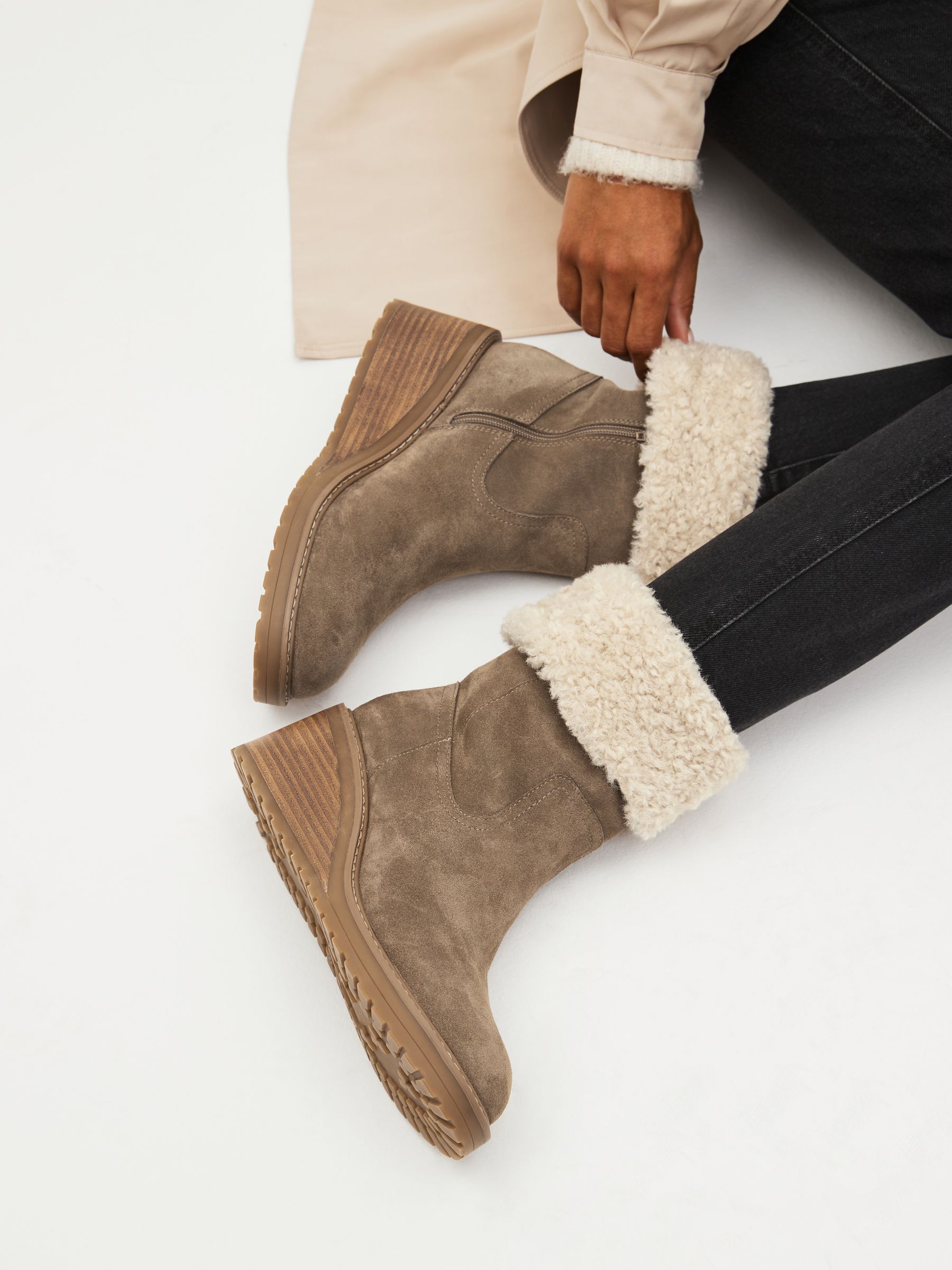 Buy Mink Brown Forever Comfort Suede Wedge Ankle Boots from Next Luxembourg