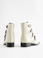 Bone White Regular/Wide Fit Forever Comfort® Stud Detail Buckle Biker Boots - Image 7 of 8