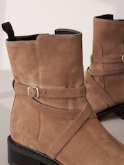 Tan Brown Signature Leather Strap Detail Ankle Boots - Image 4 of 6