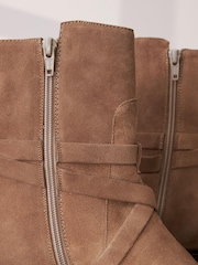 Tan Brown Signature Leather Strap Detail Ankle Boots - Image 6 of 6
