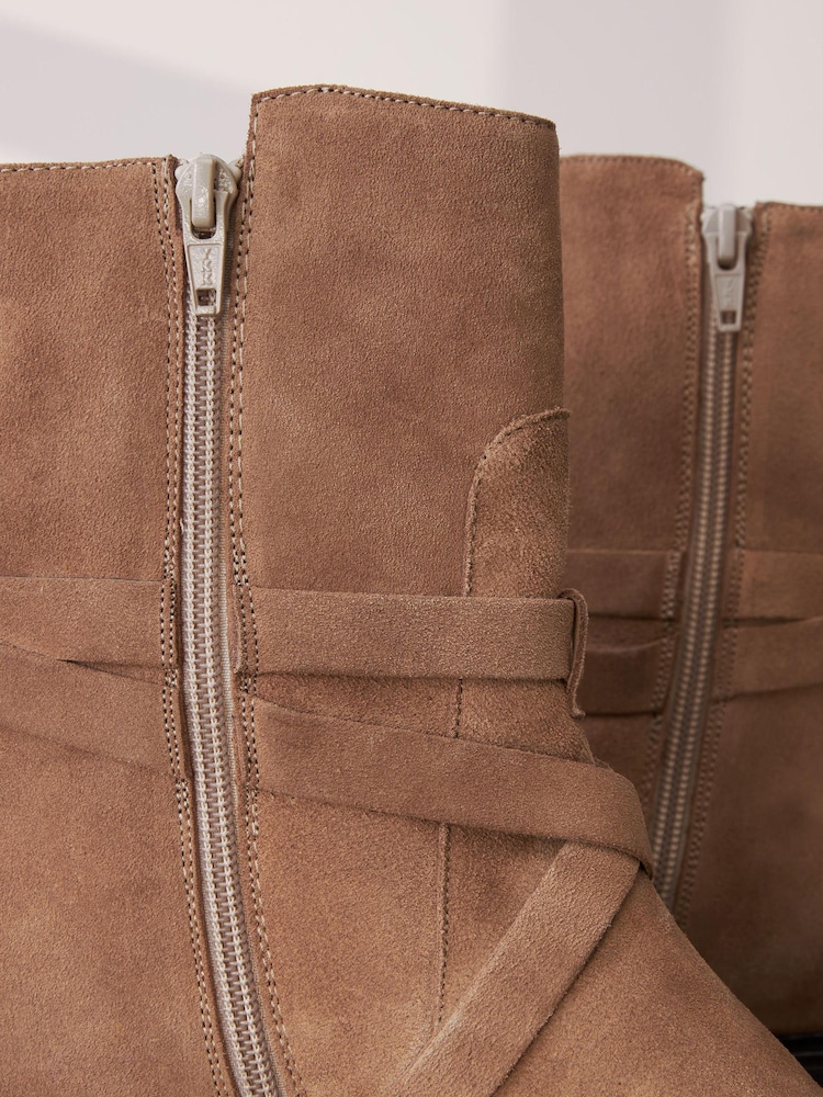Tan Brown Signature Leather Strap Detail Ankle Boots - Image 6 of 6