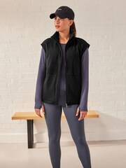 Black Next Elements Outdoor Woven Mix Embossed Gilet - Image 2 of 9