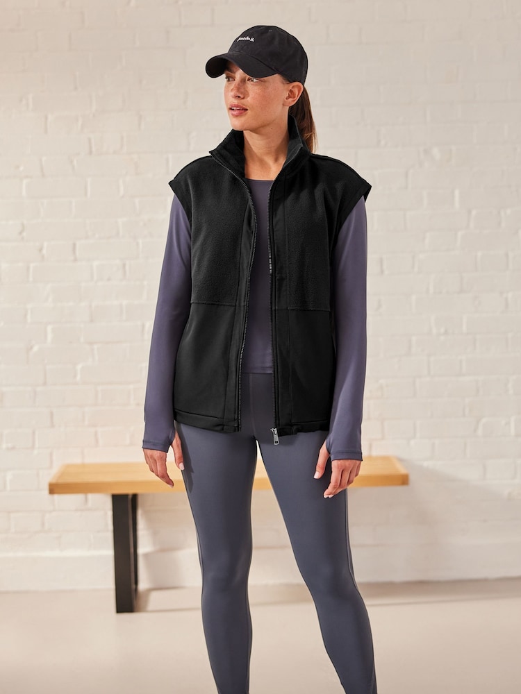 Black Next Elements Outdoor Woven Mix Embossed Gilet - Image 2 of 9