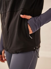 Black Next Elements Outdoor Woven Mix Embossed Gilet - Image 5 of 9