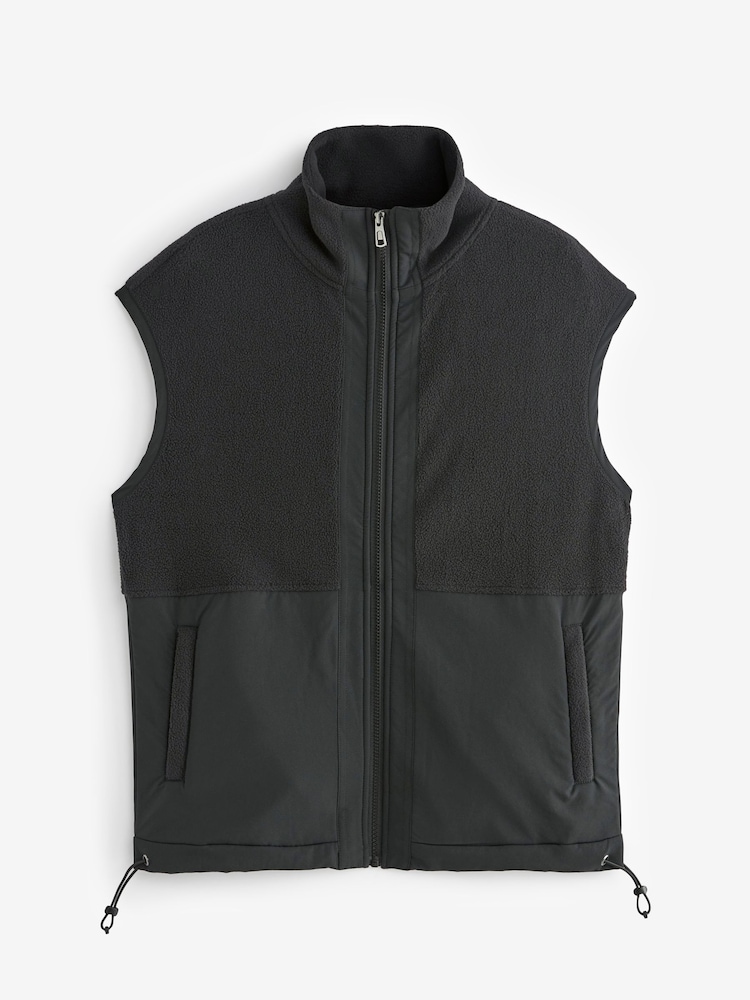 Black Next Elements Outdoor Woven Mix Embossed Gilet - Image 6 of 9