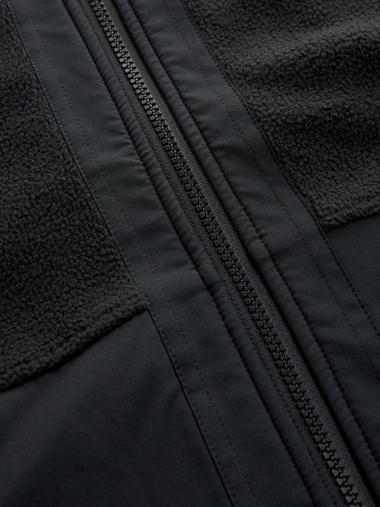 Black Next Elements Outdoor Woven Mix Embossed Gilet - Image 8 of 9