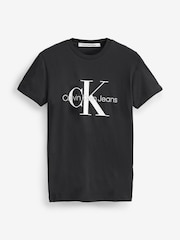 Calvin Klein Black Slim Monogram 100% Cotton T-Shirt - Image 3 of 5