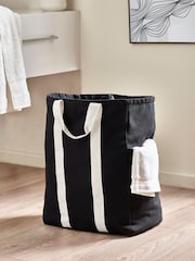 Black Monochrome Pocket Laundry Basket - Image 1 of 6