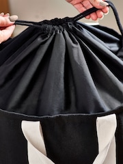 Black Monochrome Pocket Laundry Basket - Image 4 of 6