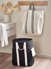 Black Monochrome Pocket Laundry Basket - Image 5 of 6