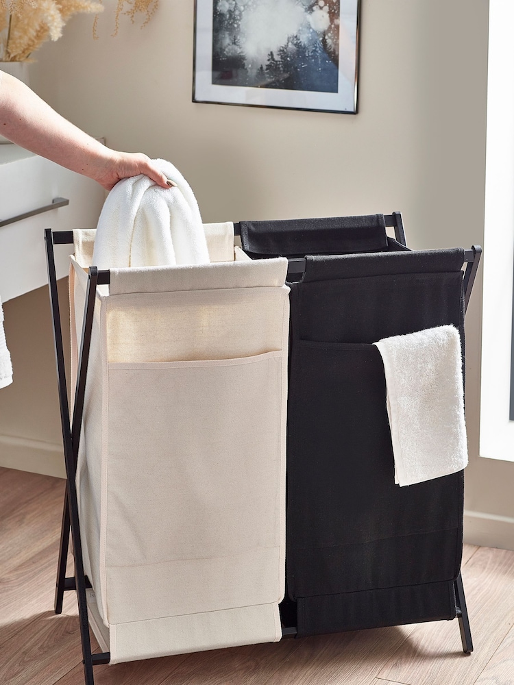 Monochrome Collapsible Sorter Laundry Basket - Image 1 of 8