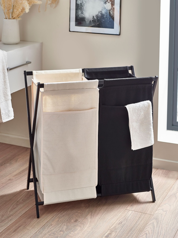 Monochrome Collapsible Sorter Laundry Basket - Image 2 of 8