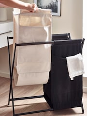 Monochrome Collapsible Sorter Laundry Basket - Image 3 of 8