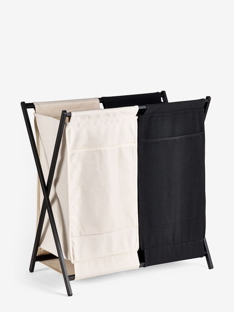 Monochrome Collapsible Sorter Laundry Basket - Image 8 of 8