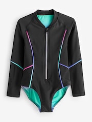 Black/Pink Ombre Long Sleeved Swimsuit (3-16yrs) - Image 5 of 7