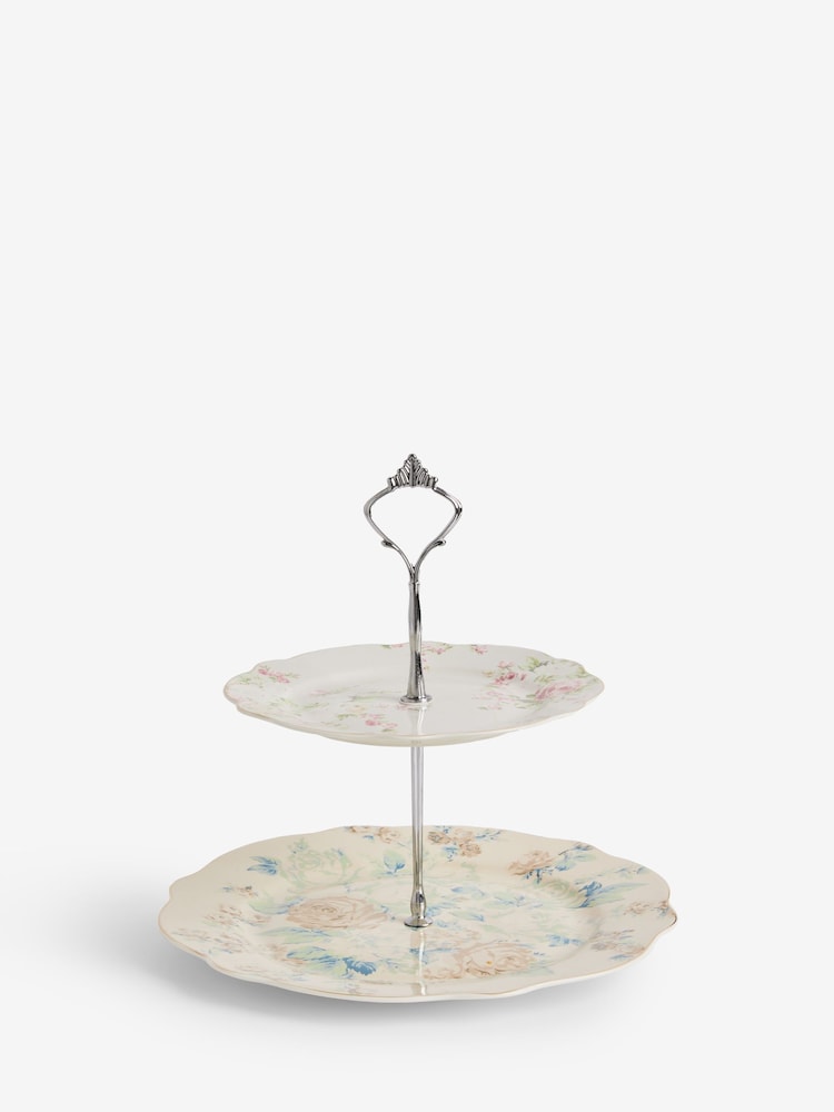 Shabby Chic by Rachel Ashwell® Blue Floral Cake Stand Fine China - Image 2 of 4