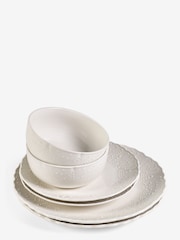 Shabby Chic by Rachel Ashwell® 12 Pack White Lace Embossed Fine China Dinner Set - Image 6 of 6
