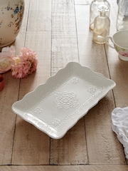 Shabby Chic by Rachel Ashwell® White Lace Embossed Fine China Platter - Image 1 of 4