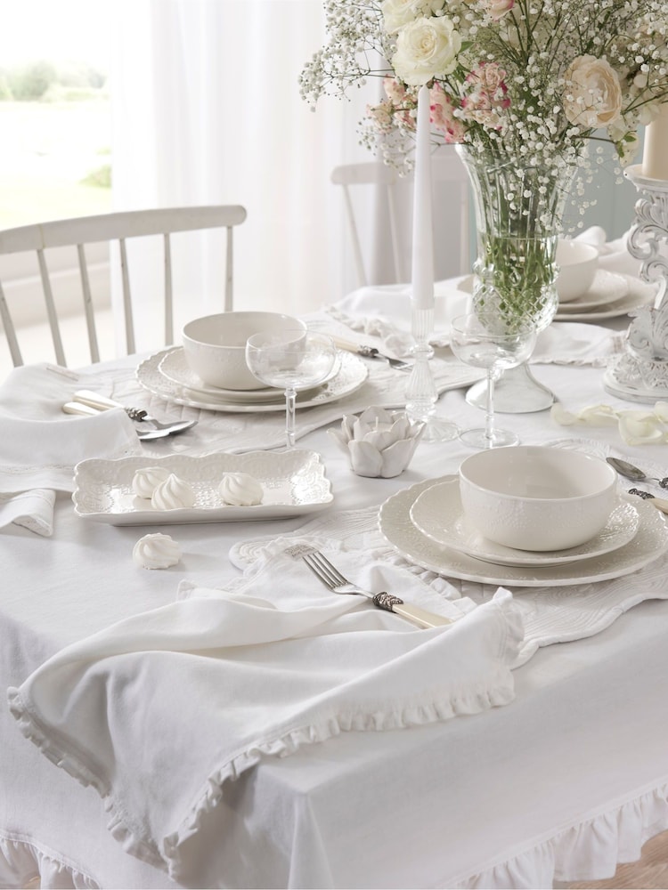 Shabby Chic by Rachel Ashwell® White Lace Embossed Fine China Platter - Image 2 of 4